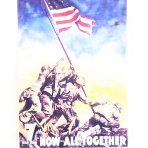 7th War Loan Together Now Tin Sign Wall Decor Vintage Iwo Jima US Flag Raising